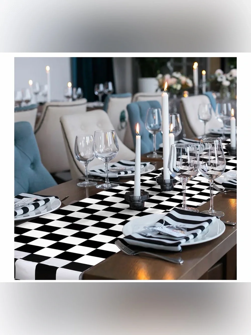 6 Pcs Plastic Checkered Table Runner 14 X 108 Inch Racetrack Road Table Runner